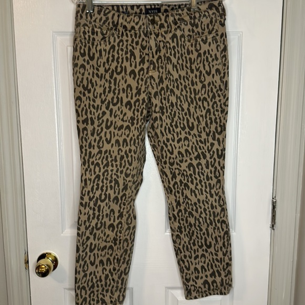 NYDJ Leopard Print Alina‎ Skinny Ankle Jeans Size 10P